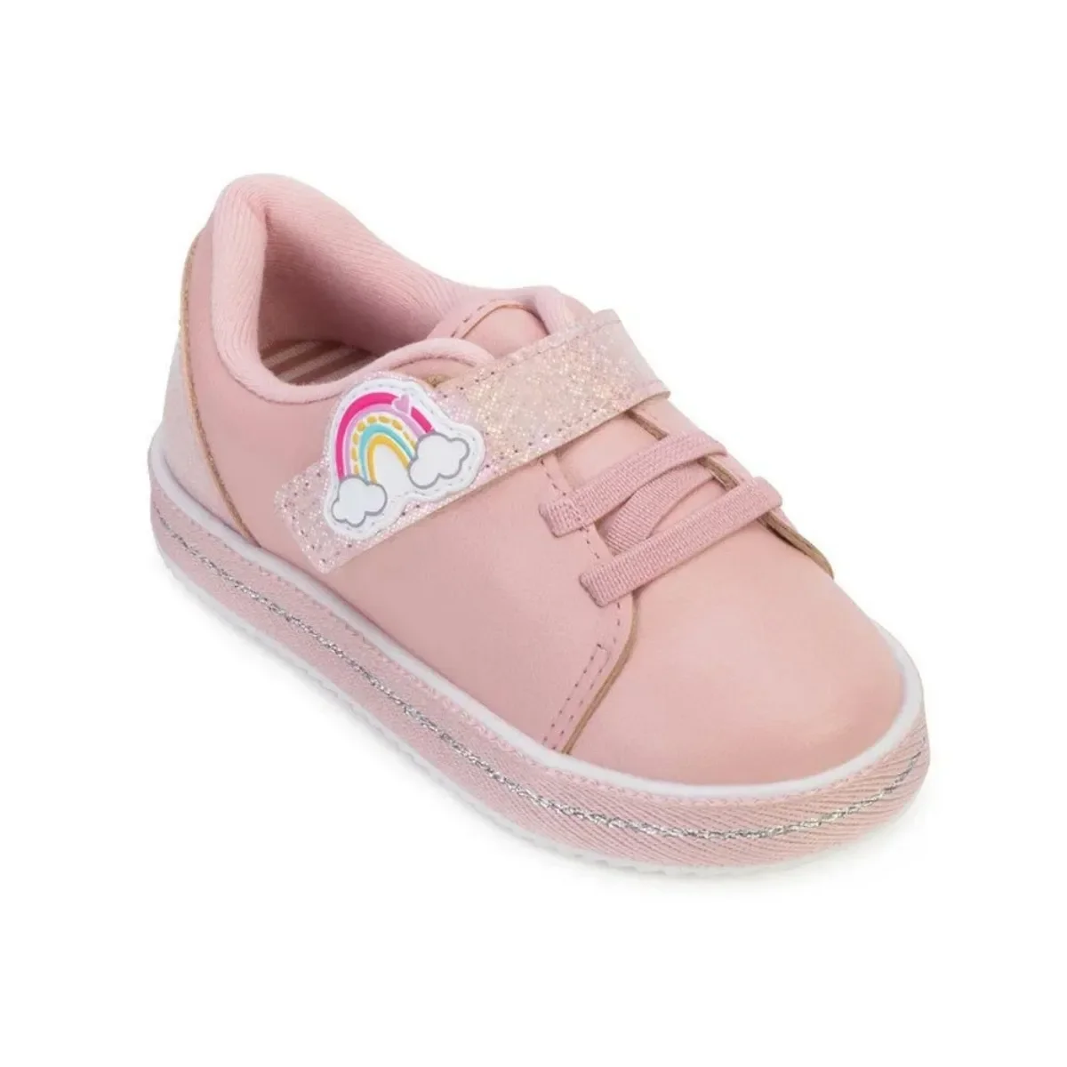 Tênis Infantil Molekinha Maxxi Arco Íris Glitter Rosa Rosa 2