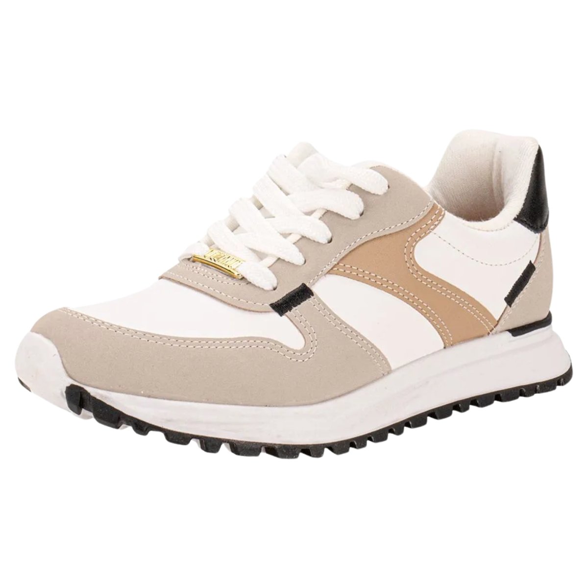 Tênis Vizzano Feminino Casual Tratorado Branco Cinza Branco/Bege 2