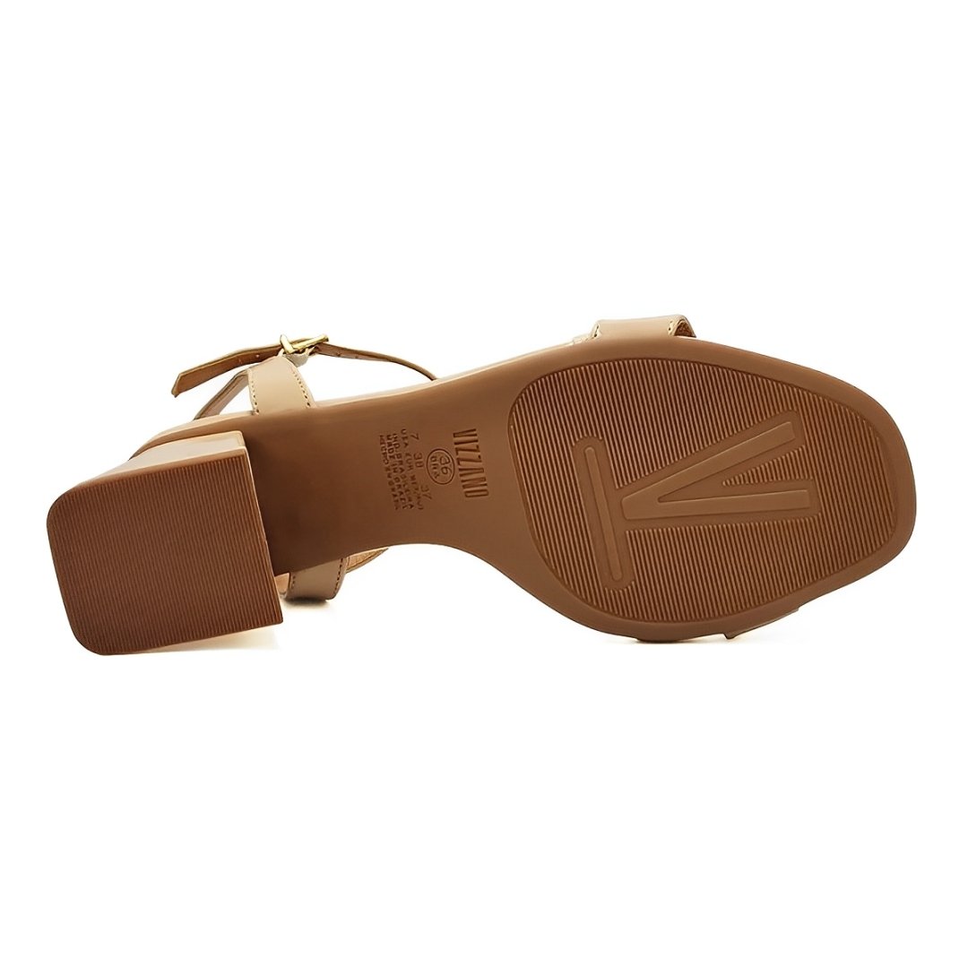 Sandália Vizzano Salto Baixo Bloco Fivela Feminina Nude Fosco Nude 6