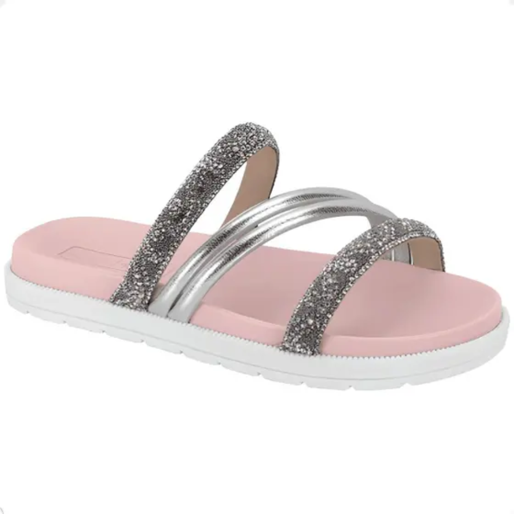 Papete Infantil Molekinha Tiras Brilhantes Branco Rosa Cristal/Branco 1