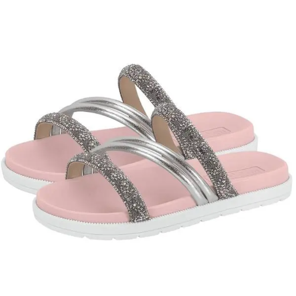 Papete Infantil Molekinha Tiras Brilhantes Branco Rosa Cristal/Branco 3