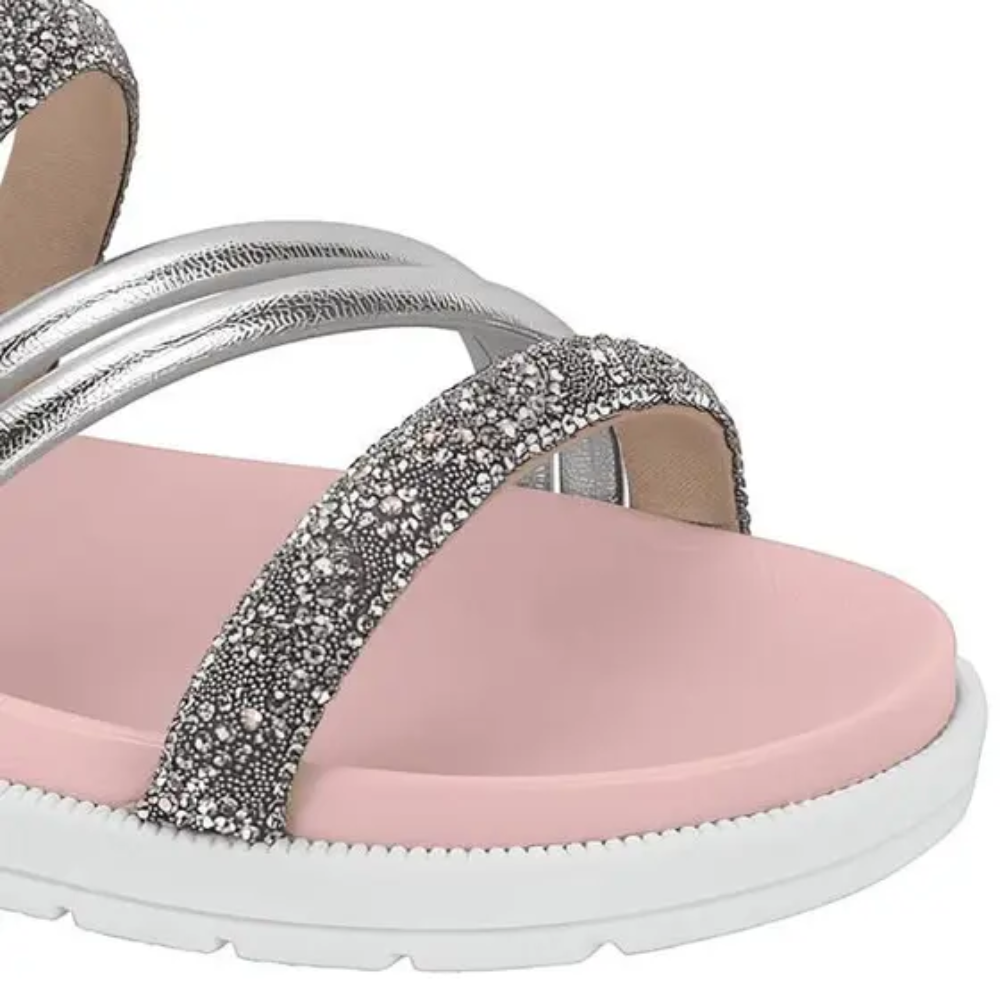 Papete Infantil Molekinha Tiras Brilhantes Branco Rosa Cristal/Branco 4
