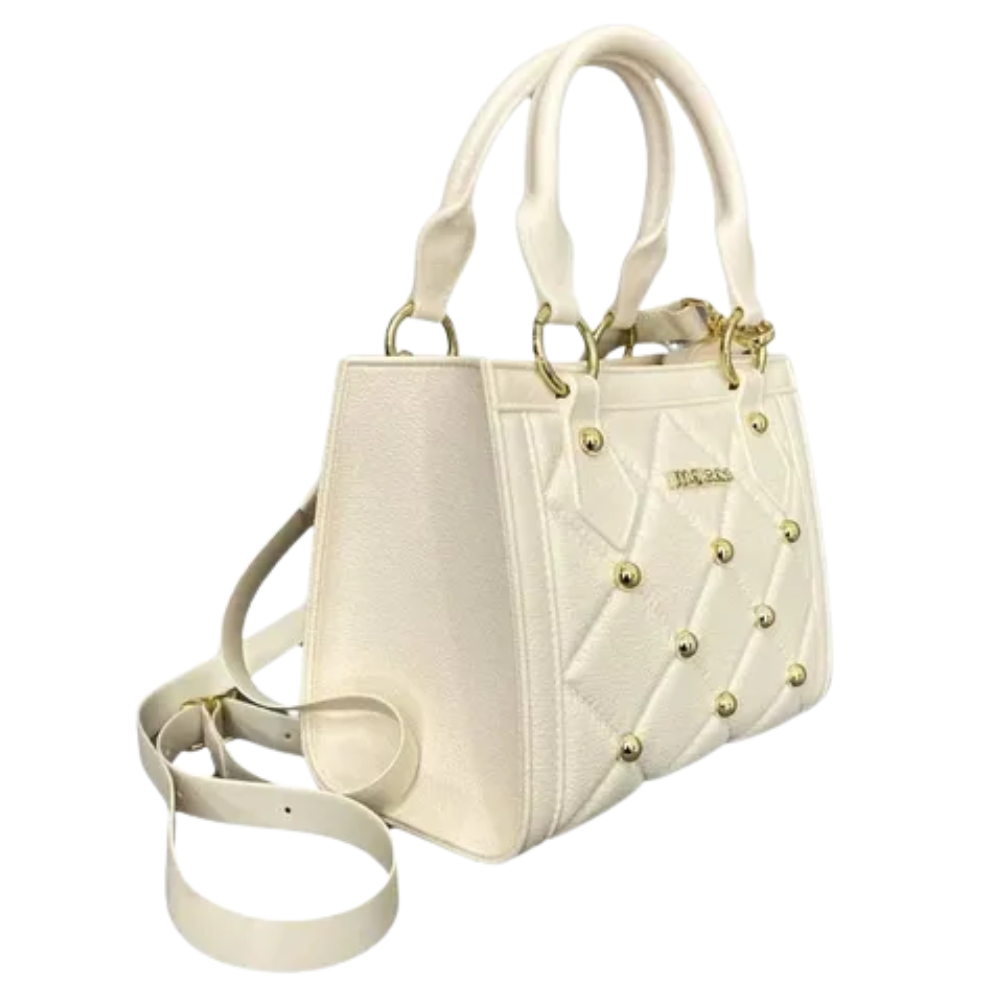 Bolsa Moleca Transversal Pequena Pedraria Alça de Mão Feminina Branco Off Branco Off 3