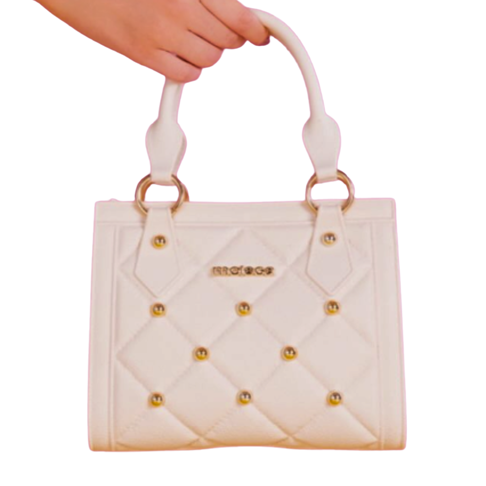 Bolsa Moleca Transversal Pequena Pedraria Alça de Mão Feminina Branco Off Branco Off 4