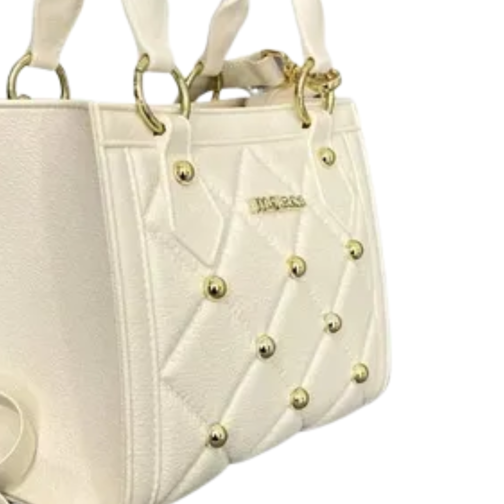 Bolsa Moleca Transversal Pequena Pedraria Alça de Mão Feminina Branco Off Branco Off 5