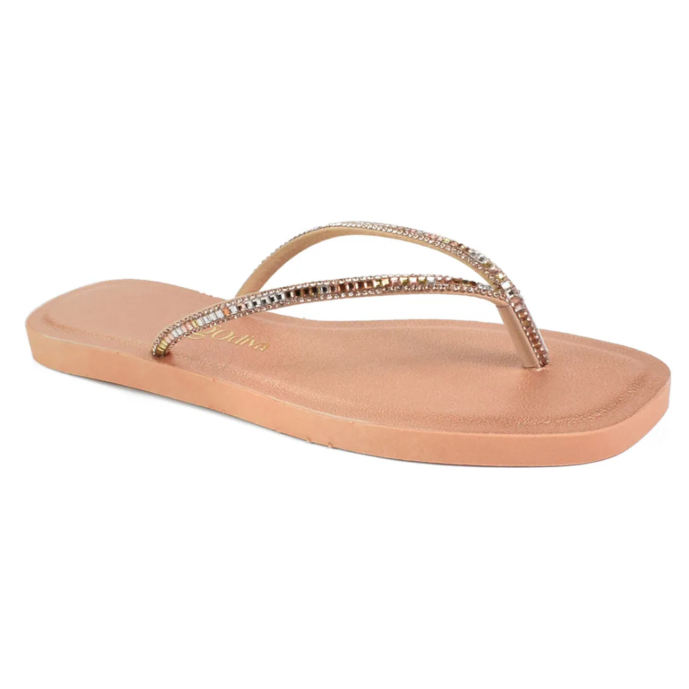 Sandália Feminina Godiva De Dedo Pedraria Ajustável Floather Cobre Cobre/Rosado 2