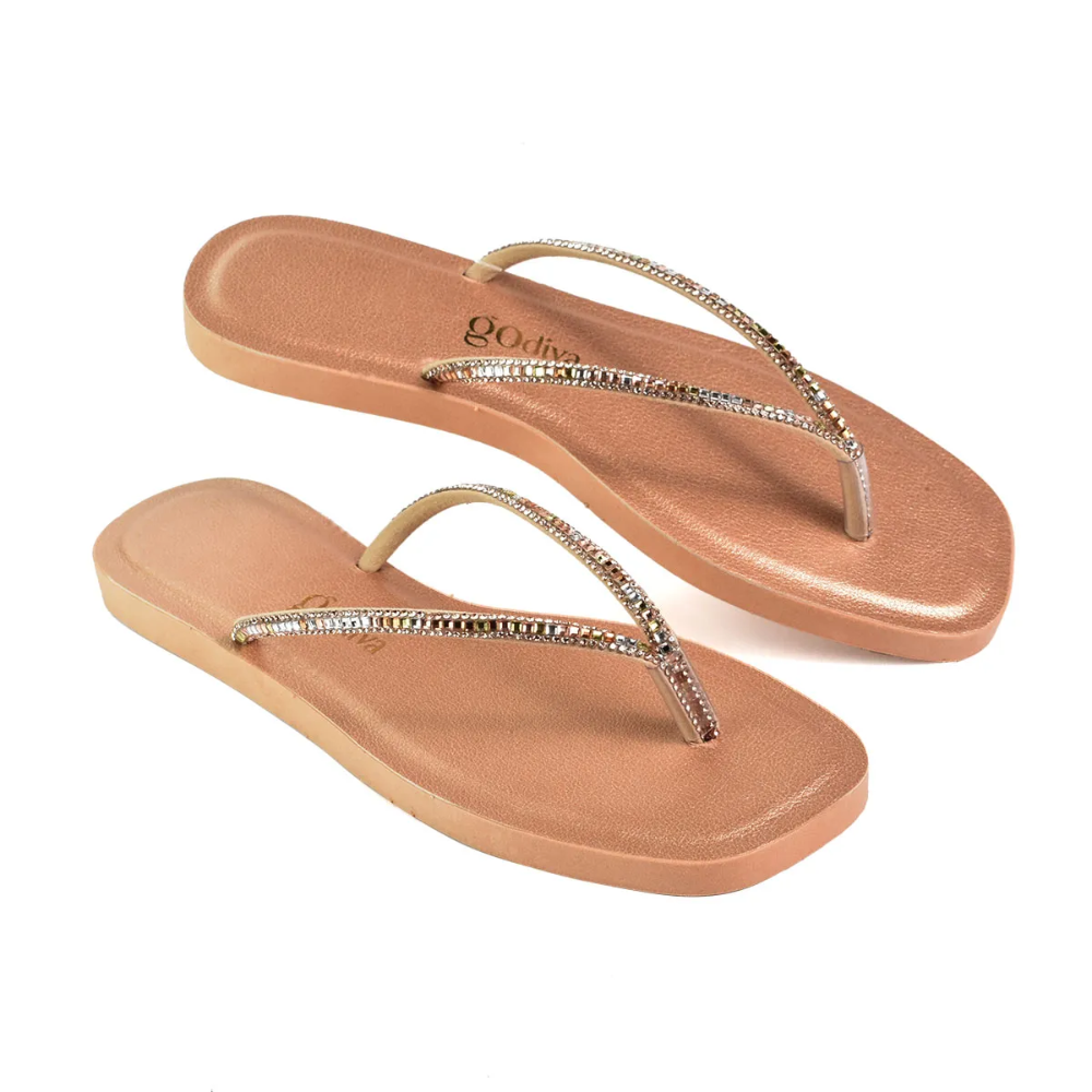 Sandália Feminina Godiva De Dedo Pedraria Ajustável Floather Cobre Cobre/Rosado 3