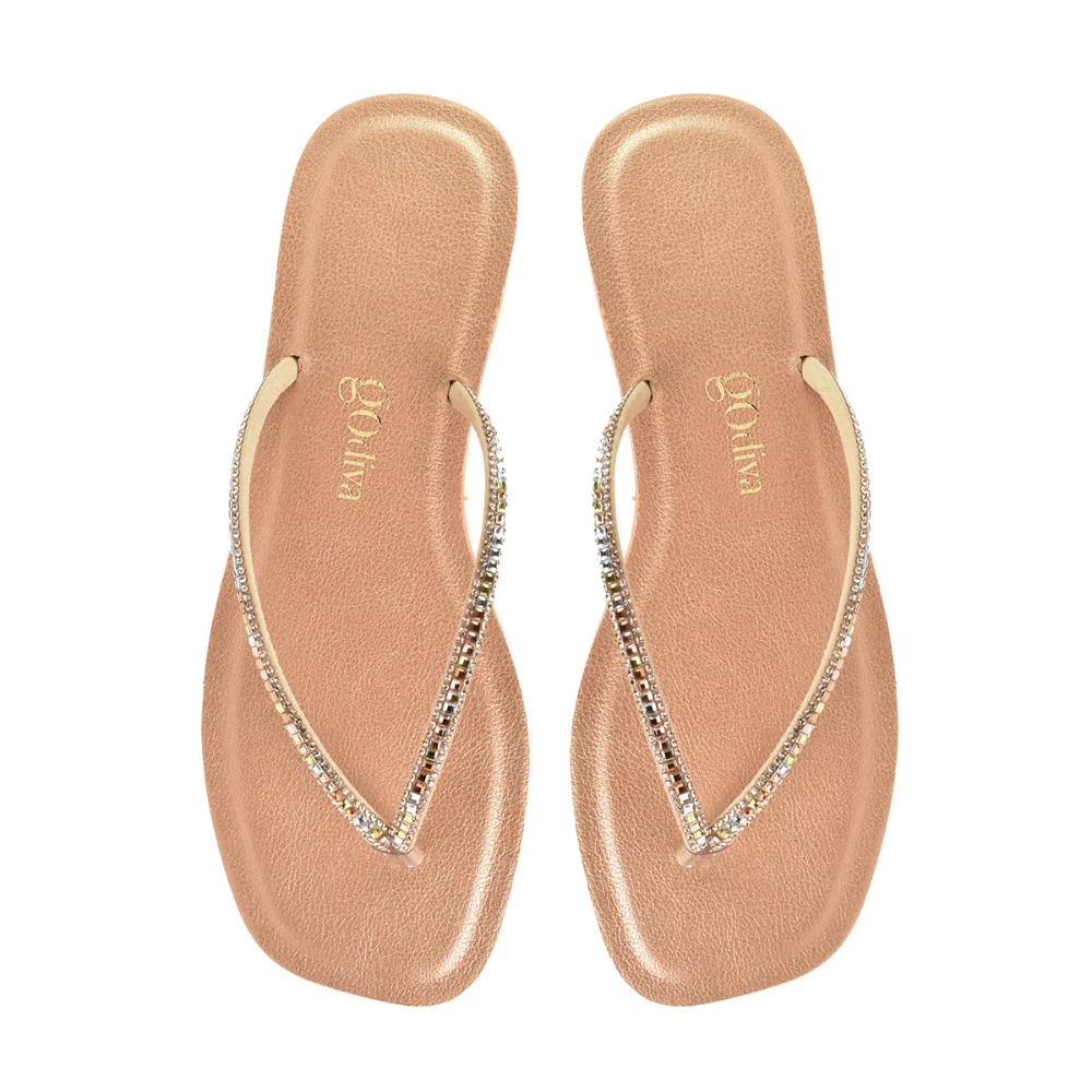 Sandália Feminina Godiva De Dedo Pedraria Ajustável Floather Cobre Cobre/Rosado 6