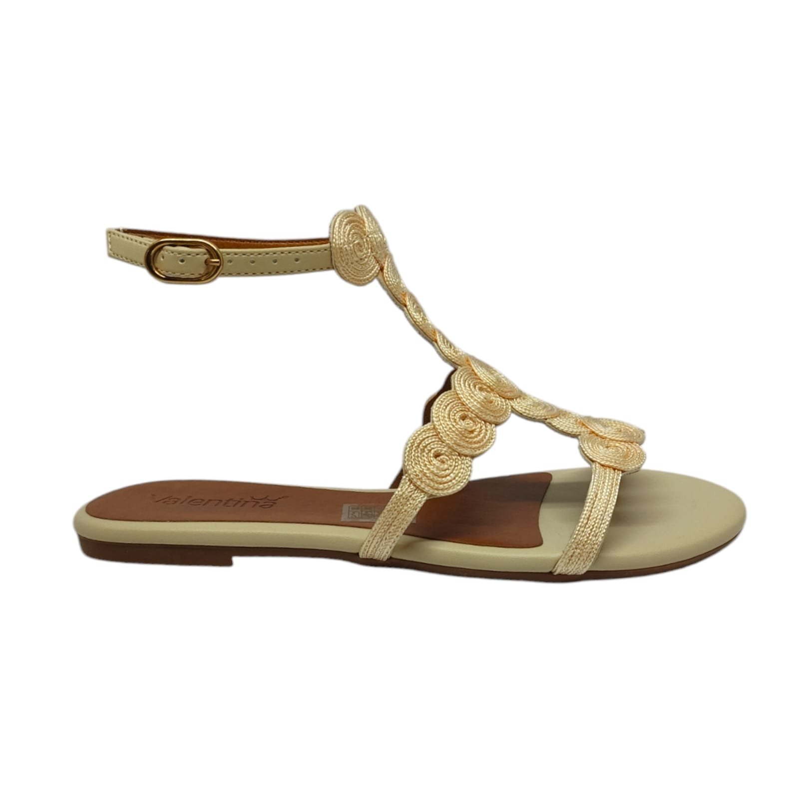 SANDALIA VALENTINA RAFIA CIRCLE RASTEIRA FEMININA  Manteiga 1