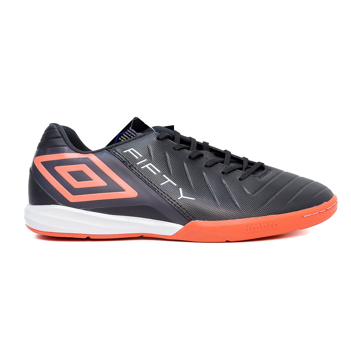 Chuteira Umbro Fifty VI Futsal Preto/Coral/Branco 1