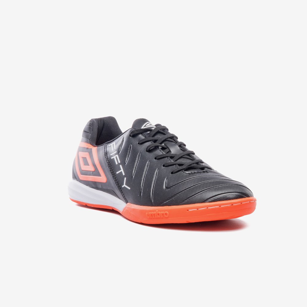 Chuteira Umbro Fifty VI Futsal Preto/Coral/Branco 4