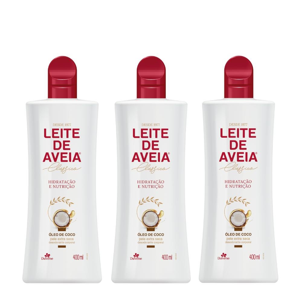 Combo 3 Hidratantes Corporais Leite De Aveia Óleo De Coco 400ml - Hidratação E Nutrição