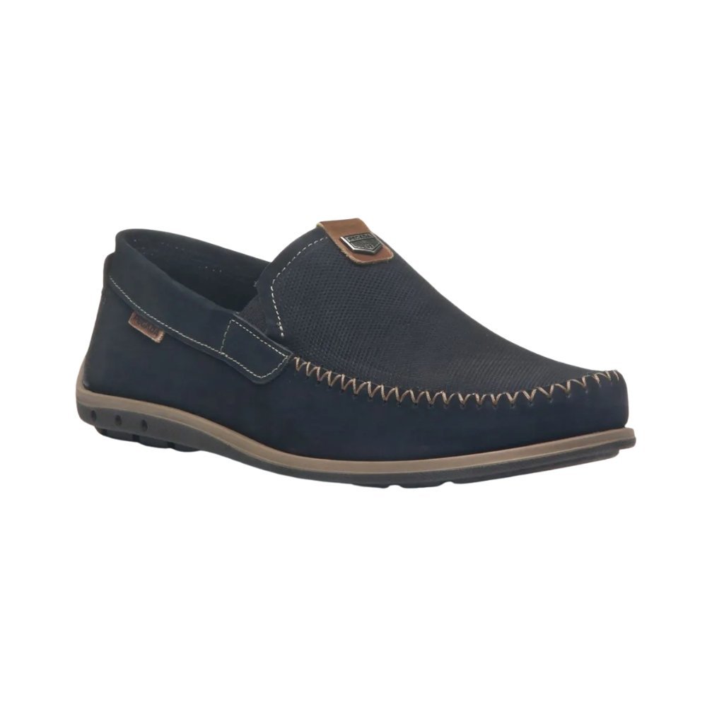 Mocassim Pegada Washed Couro Cravo Masculino Marinho 2