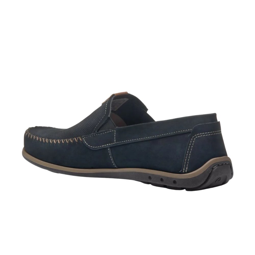 Mocassim Pegada Washed Couro Cravo Masculino Marinho 3