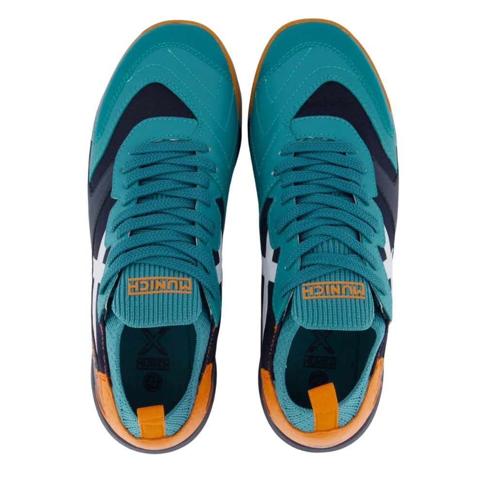 Chuteira Munich Futsal New Gresca 2.0 Verde/Azul/Laranja 3