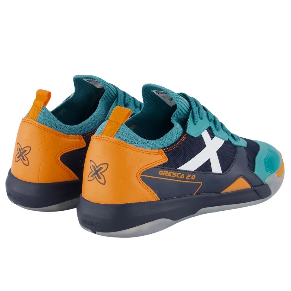 Chuteira Munich Futsal New Gresca 2.0 Verde/Azul/Laranja 4