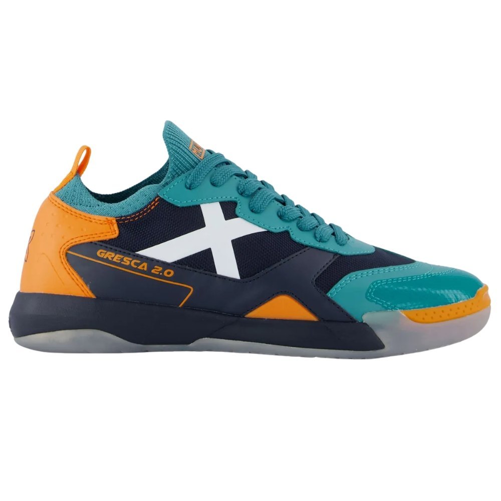Chuteira Munich New Gresca 2.0 Futsal Azul e Laran Multicores