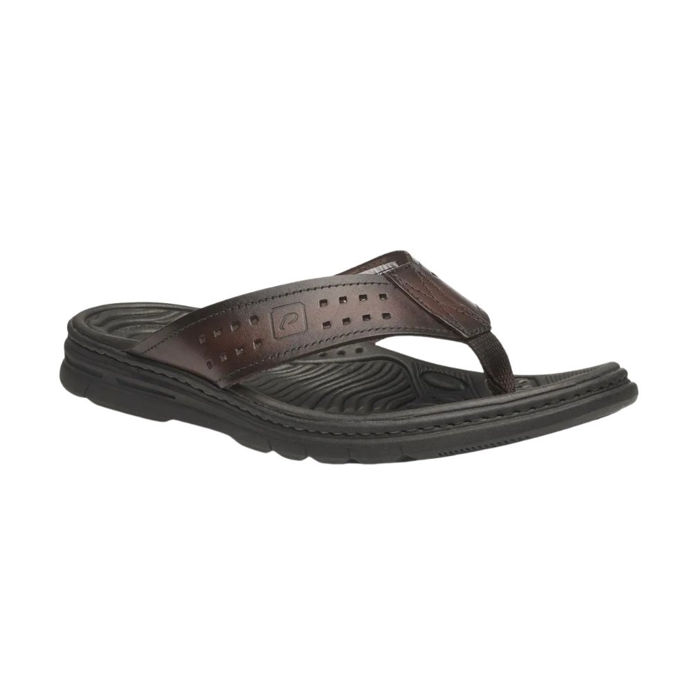 Chinelo Pegada Masculino em Couro - 134202 Marrom 2