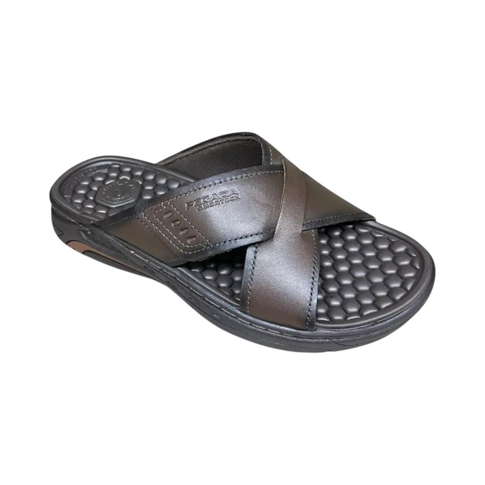 Chinelo Pegada Masculino em Couro - 134552 Marrom 2