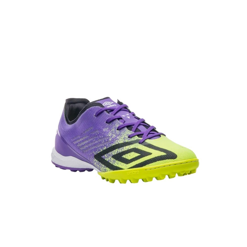 Chuteira Umbro Society Velocita Decimo Premier Masculina Verde Limão/Roxo 3