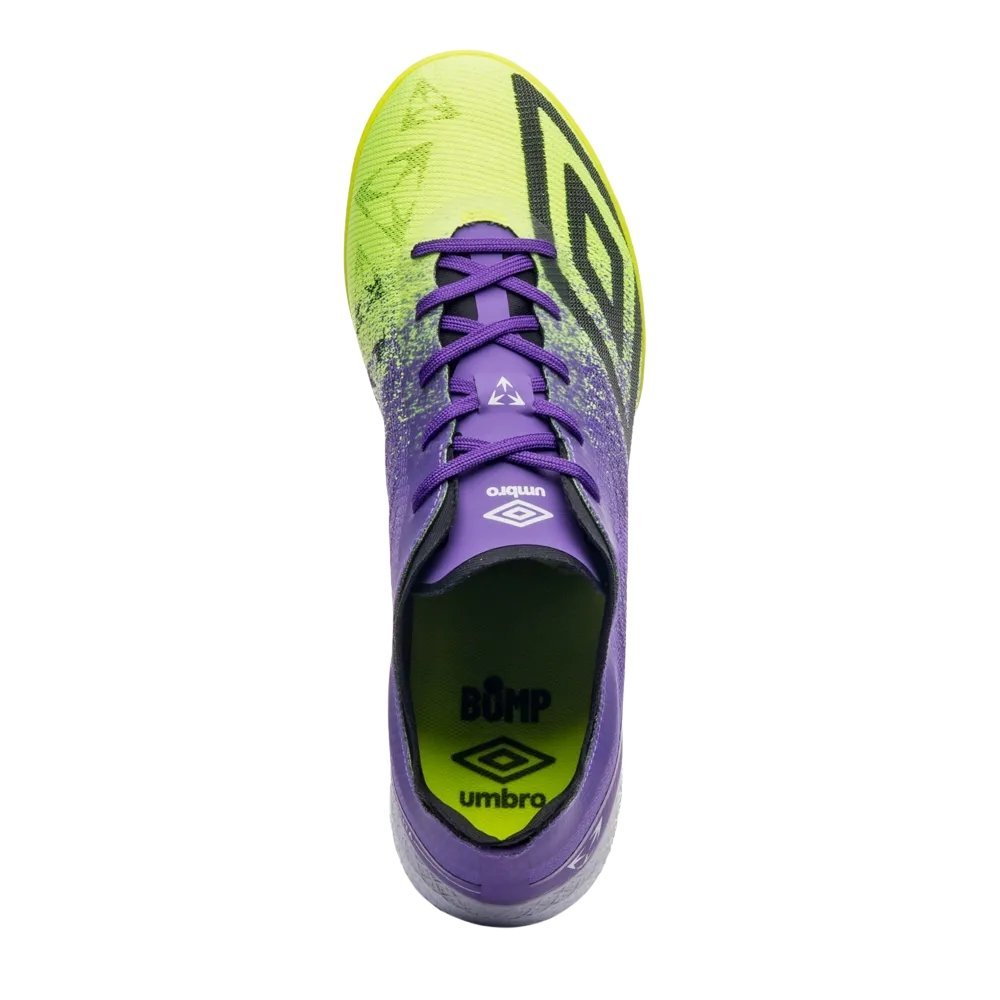 Chuteira Umbro Society Velocita Decimo Premier Masculina Verde Limão/Roxo 4