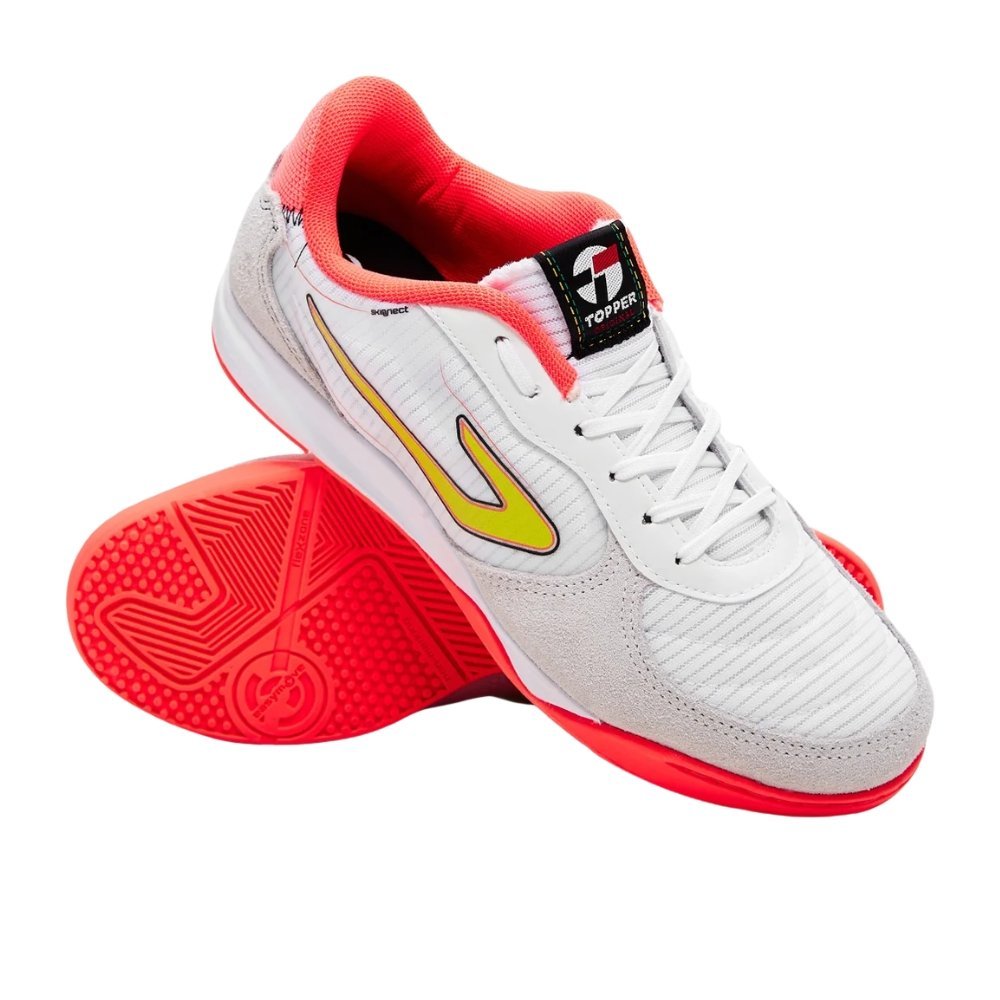 Chuteira Topper Letra IV Futsal Branco/Laranja 2