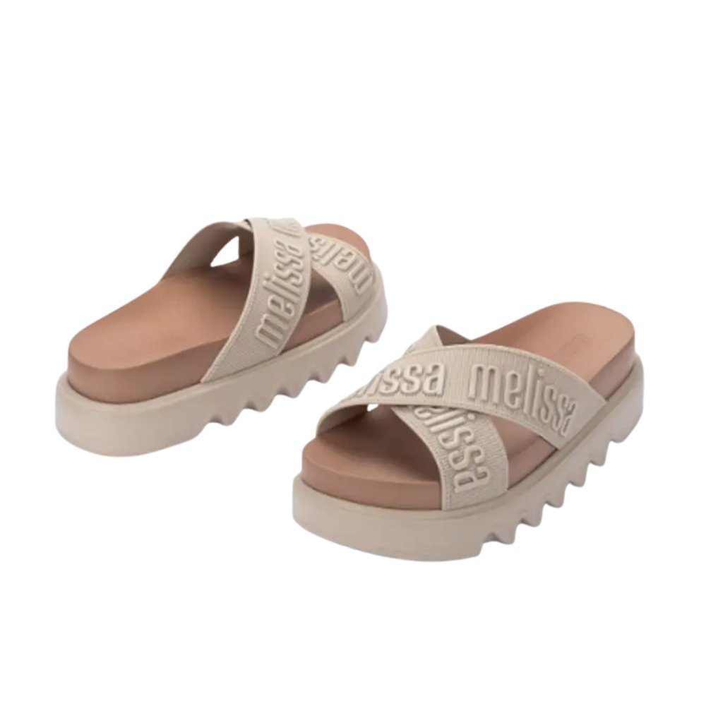 Chinelo Melissa Cross M-Lover Platform Bege/Marrom 3