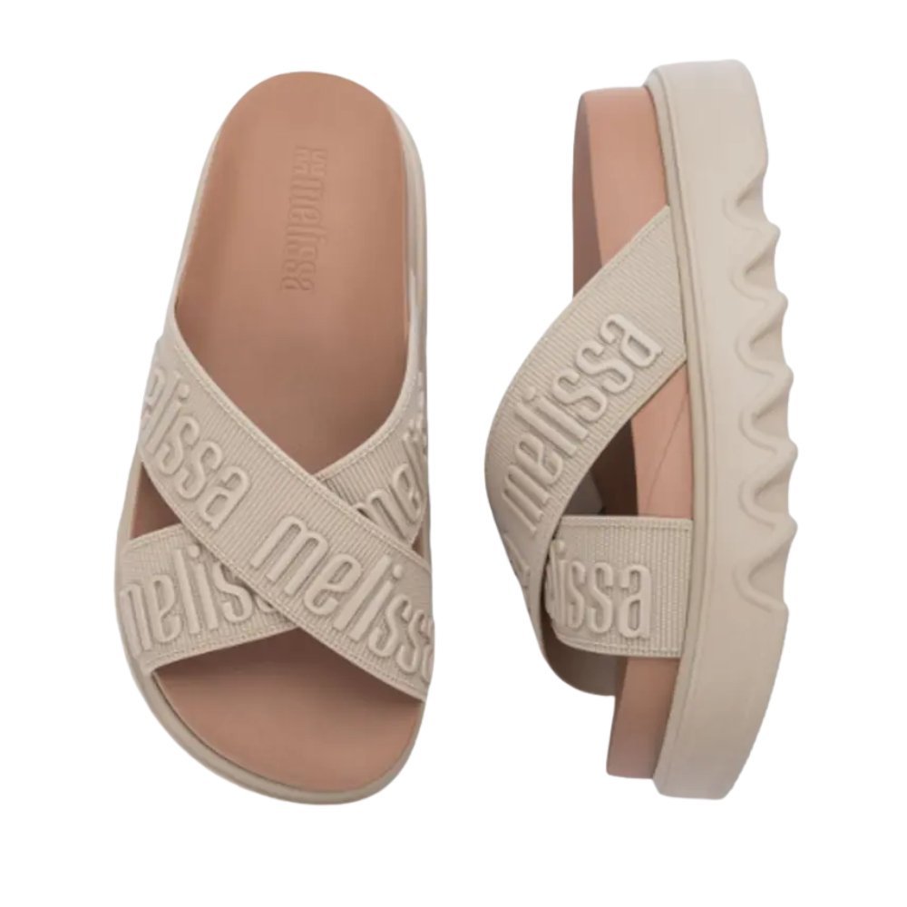 Chinelo Melissa Cross M-Lover Platform Bege/Marrom 4
