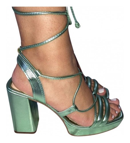 A Melhor Sandalia Feminina Mississipe De Amarrar Na Perna  Verde Claro 5