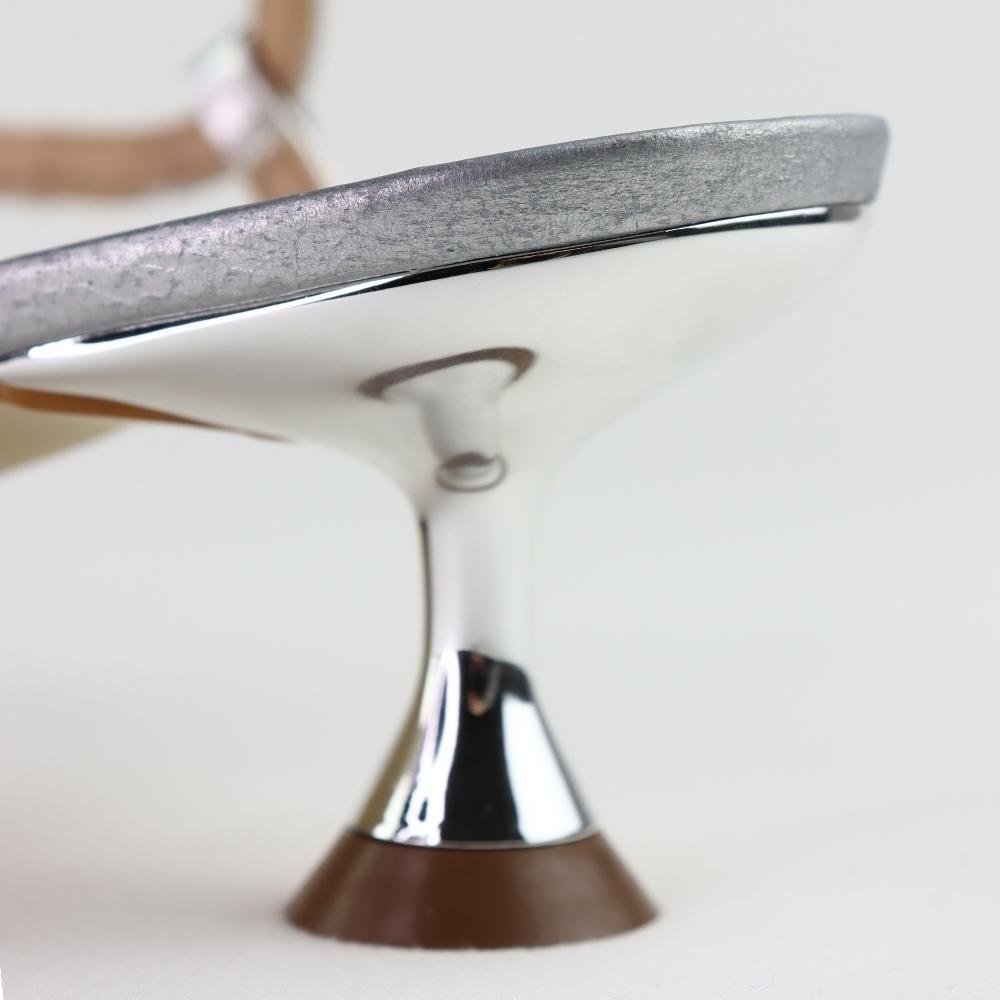 Sandália Slingback Salto Taça Couro Prata Metal Prata 6