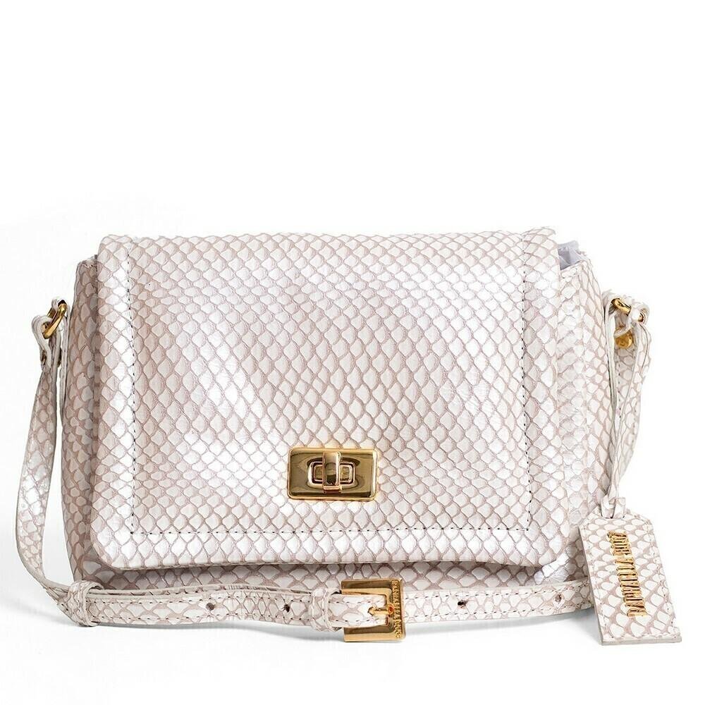 Bolsa Tiracolo Pequena Couro Off White Escamas Couro Escama Off White 1