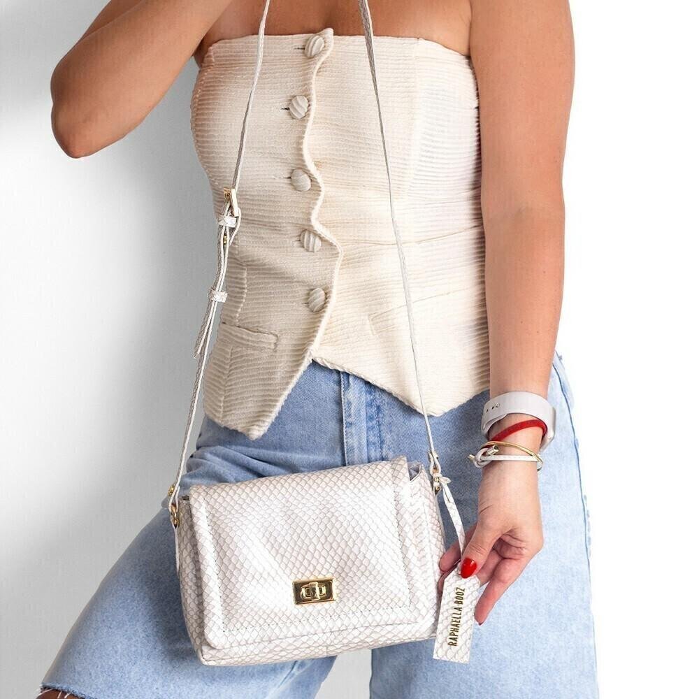Bolsa Tiracolo Pequena Couro Off White Escamas Couro Escama Off White 2