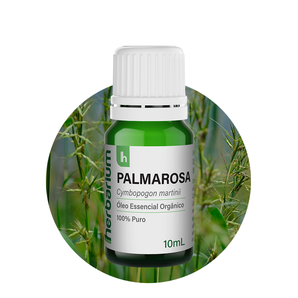Óleo Essencial de Palmarosa Orgânico Herbarium 10ml – Hidratação, Equilíbrio e Bem-Estar Emocional