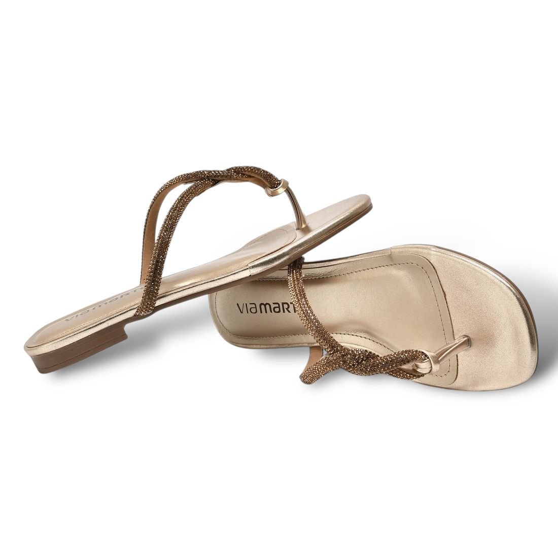 Tamanco Chinelo Feminino Rasteiro Via Marte 113-013 GOLD Gold 3