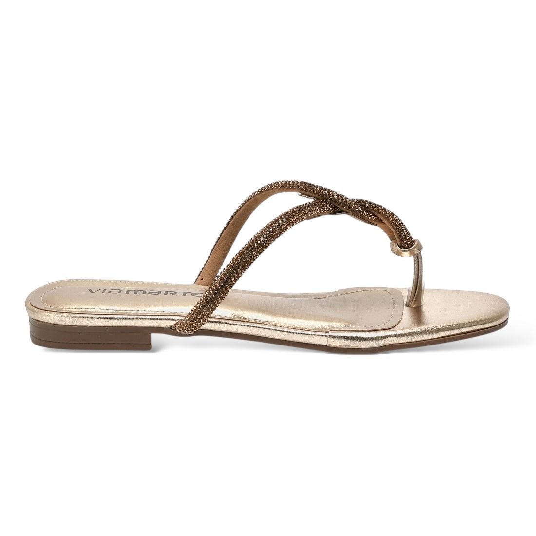 Tamanco Chinelo Feminino Rasteiro Via Marte 113-013 GOLD Gold 4
