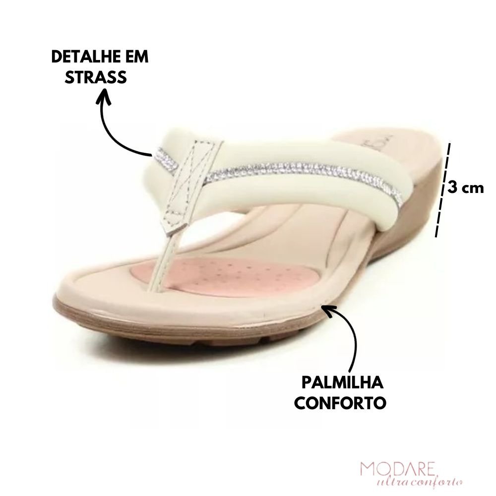 Tamanco Feminino Modare ultraconforto Strass Massageador Creme 2