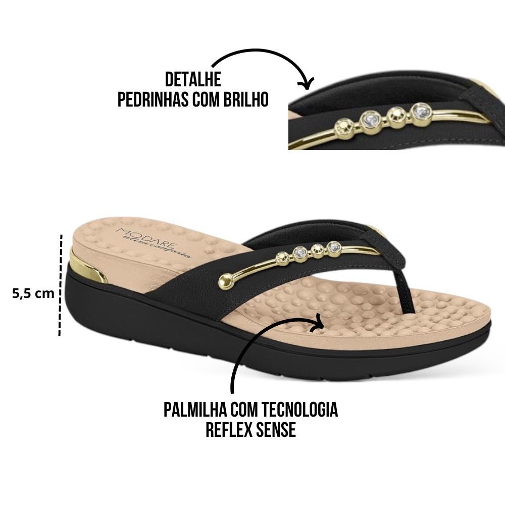 Tamanco Anabela FlatForm Modare Ultraconforto Massageador Preto 6