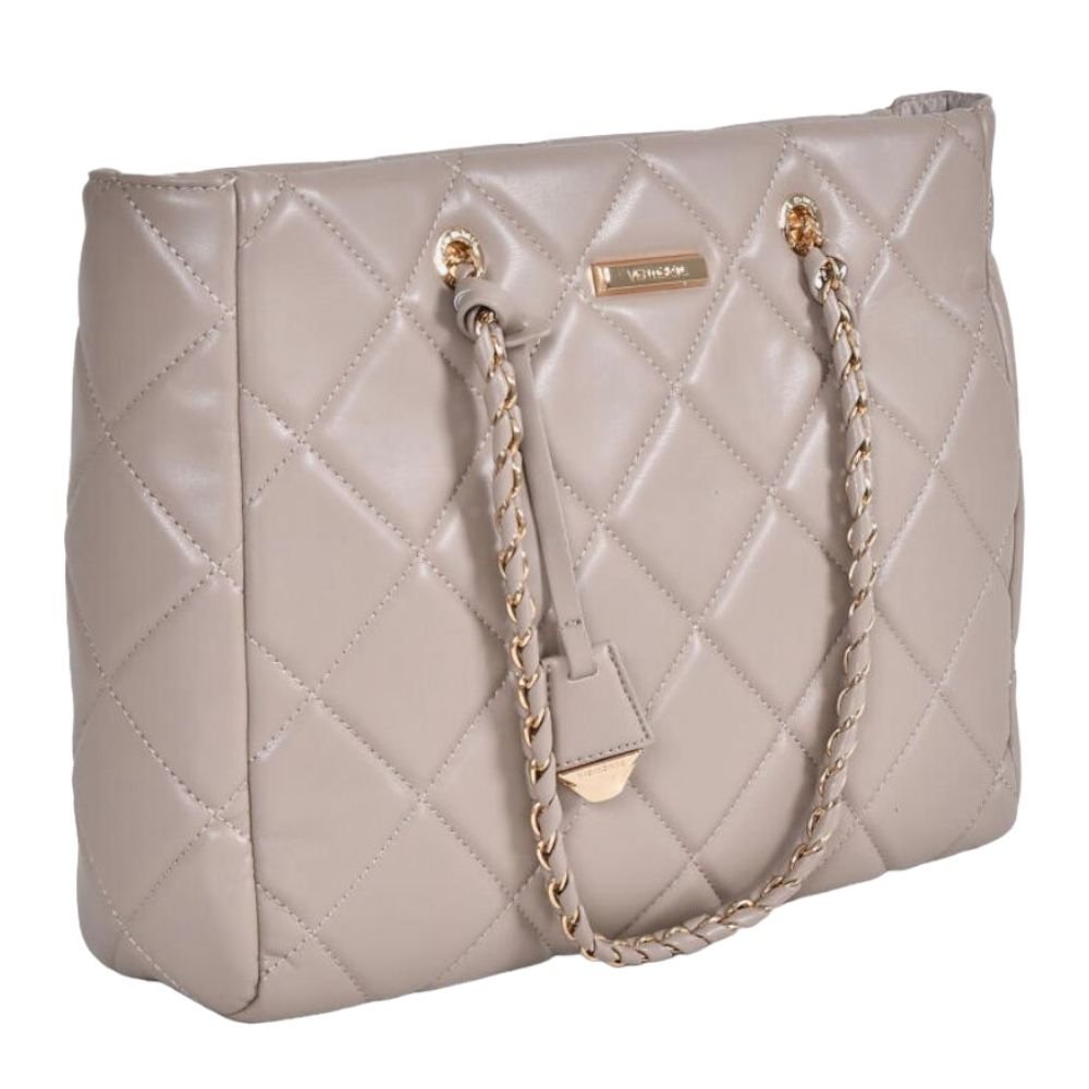 Bolsa Feminina Via Marte Tote Matelassê Grande Modelo B1-160 Bege 3