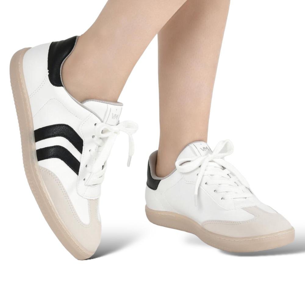 Tênis casual Feminino Via Marte 129-003 Branco/Preto 2