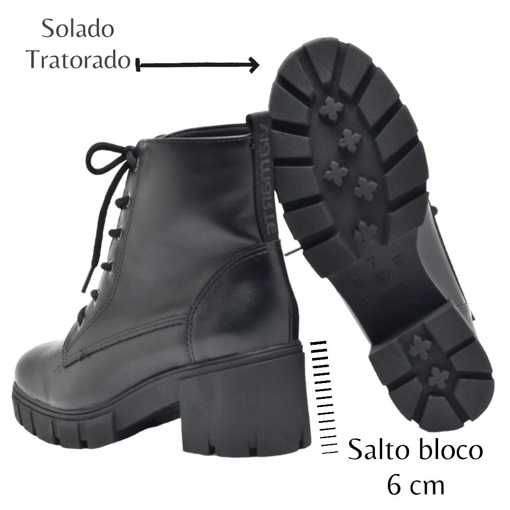 Bota Coturno Via Marte 23-309 Tratorado Preto 6