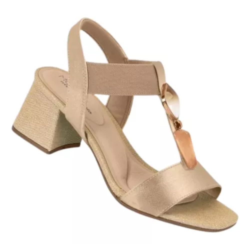 Sandalia Feminina Salto Bloco Medio Modare 7172.113 Dourado 2