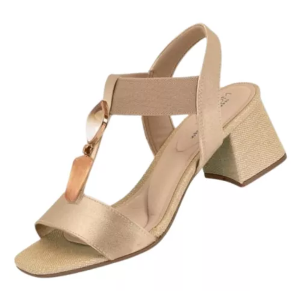 Sandalia Feminina Salto Bloco Medio Modare 7172.113 Dourado 4