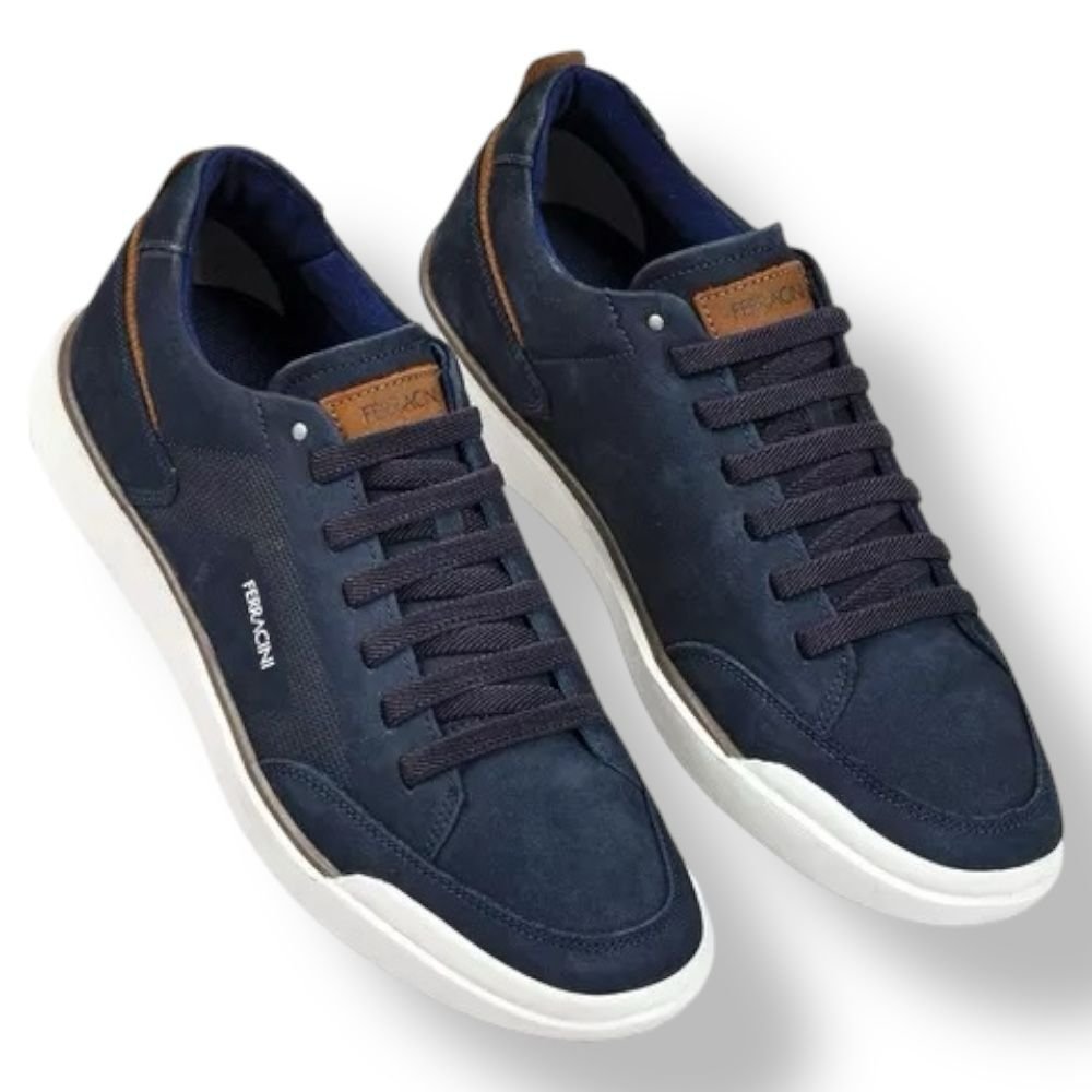 Sapatênis Masculino em Couro Ferracini Marinho 1062F Azul Marinho 2