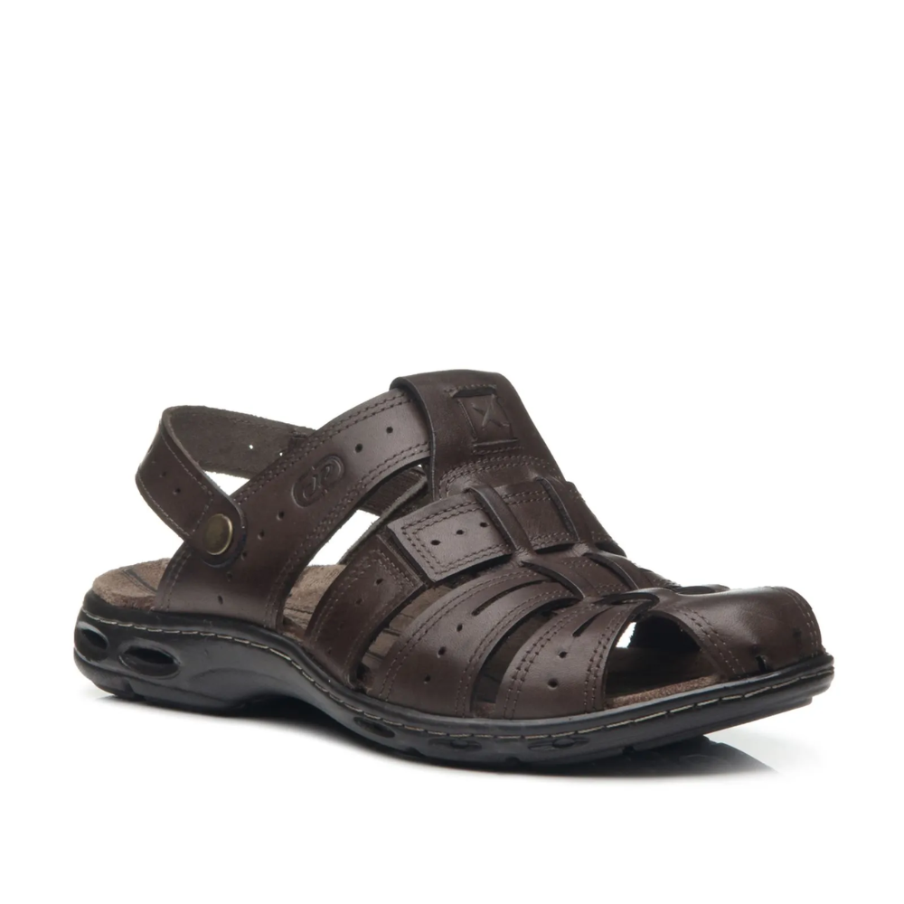 Sandália Pegada Masculina Fechada Couro Amortech 130687 Cravo 2