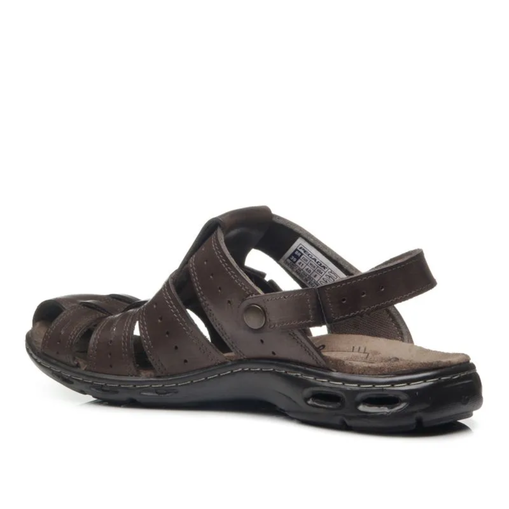 Sandália Pegada Masculina Fechada Couro Amortech 130687 Cravo 3