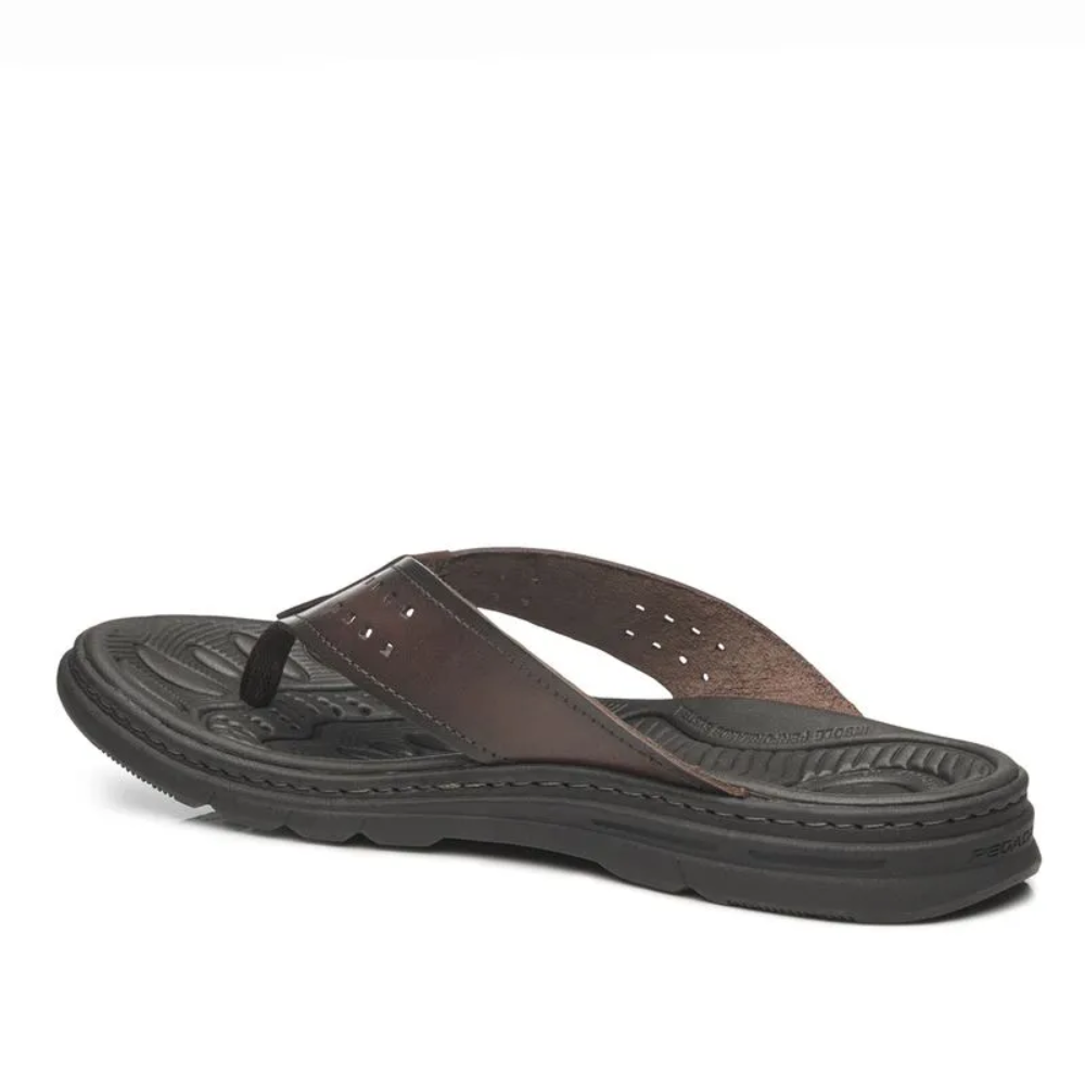 Chinelo Pegada Masculino em Couro Pinhão 134202-01 Pinhão 3