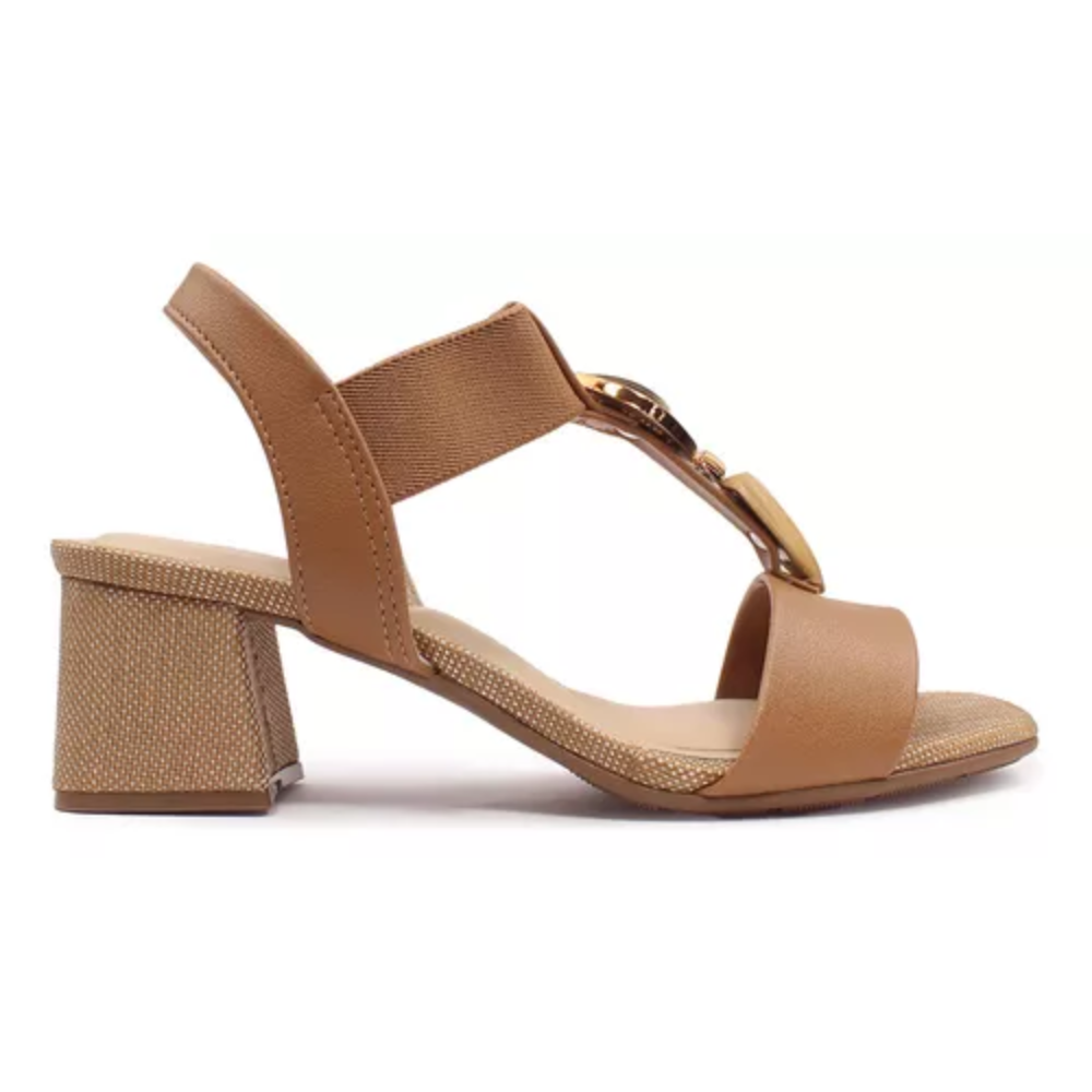 Sandalia Feminina Salto Bloco Medio Modare 7172.113 Camel