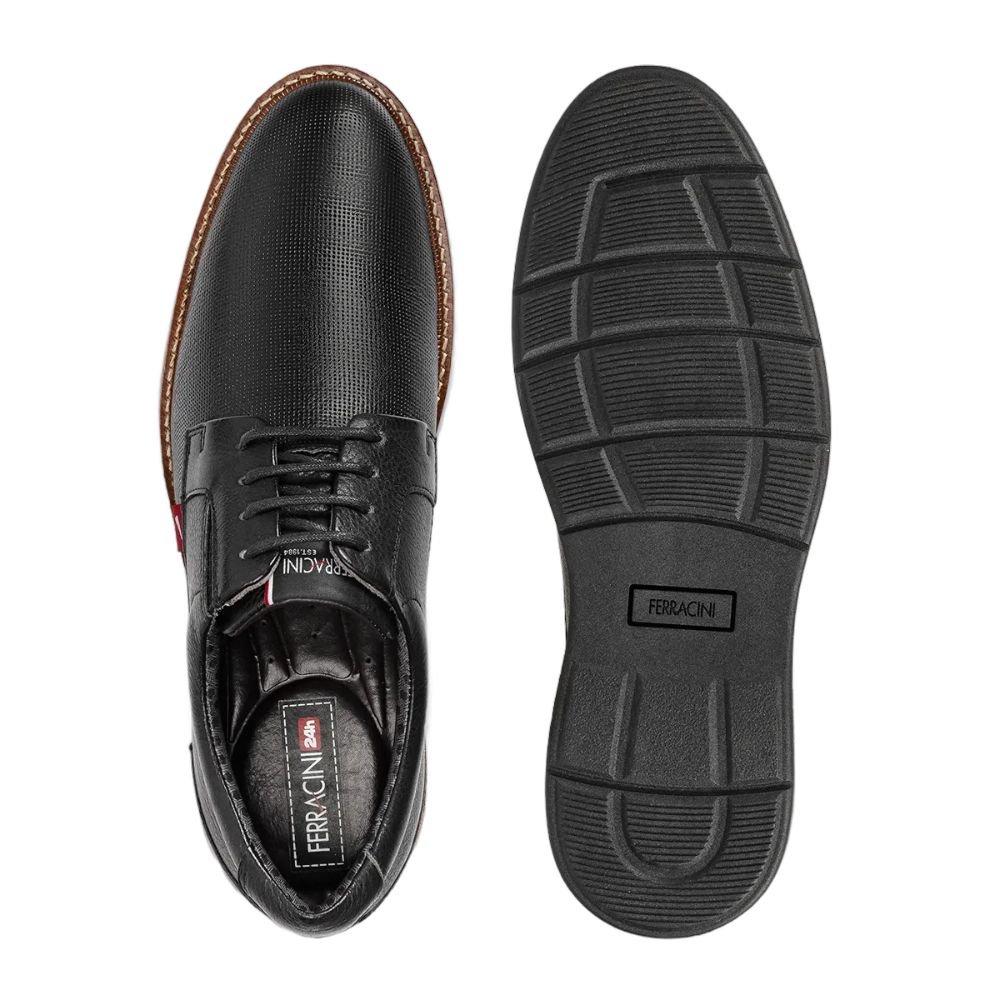 Sapato Ferracini Social Oxford Kingston Couro 6152-675G Preto 3