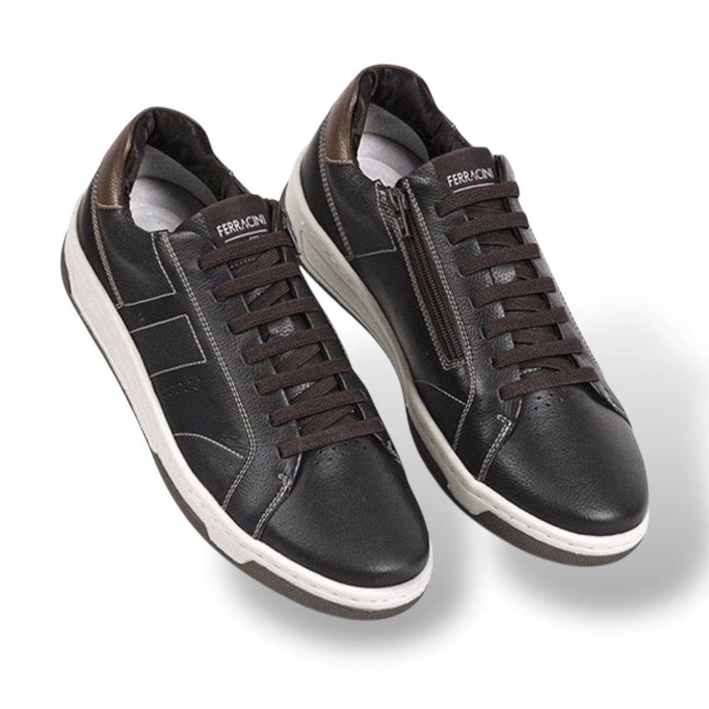 Sapatênis Ferracini Couro Chocolate Masculino Vox 8059-617D Preto/Marrom 2