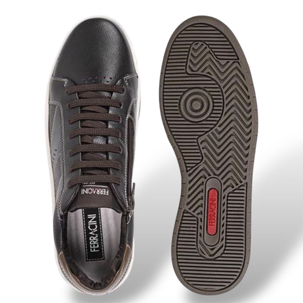 Sapatênis Ferracini Couro Chocolate Masculino Vox 8059-617D Preto/Marrom 3